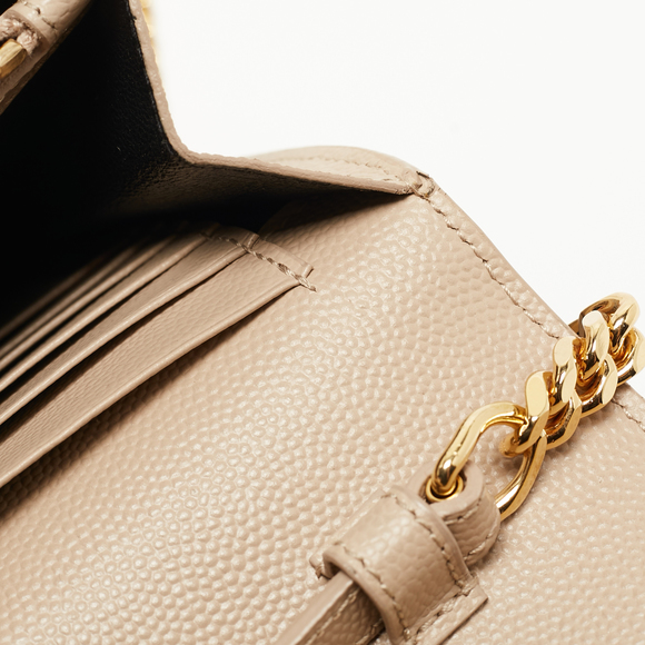 Saint Laurent Beige Leather Kate Chain Clutch - Picture 8 of 8